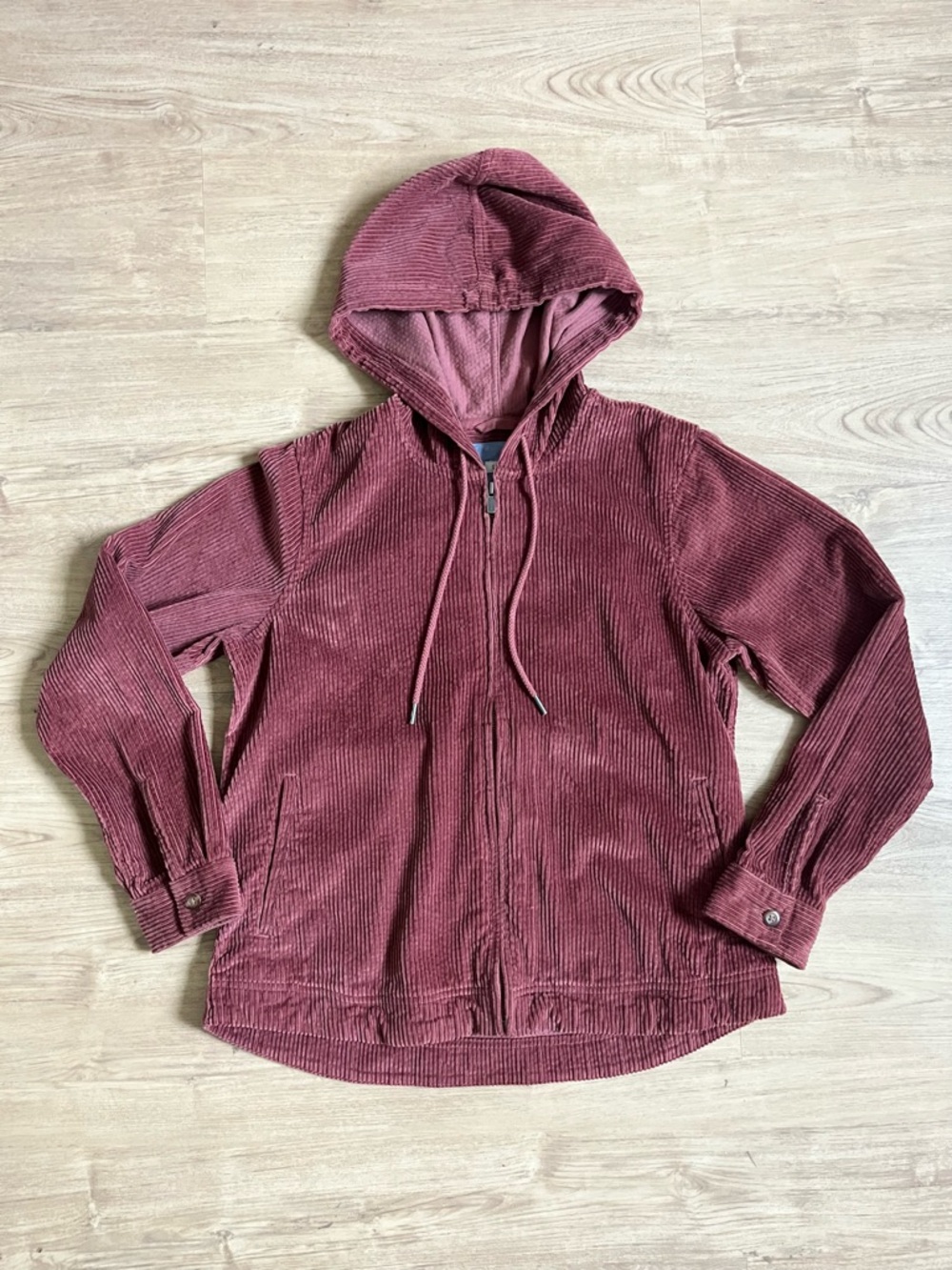 LL Bean Comfort Corduroy Full-Zip Hoodie in Rose | Casual Hooded Jacket - SP